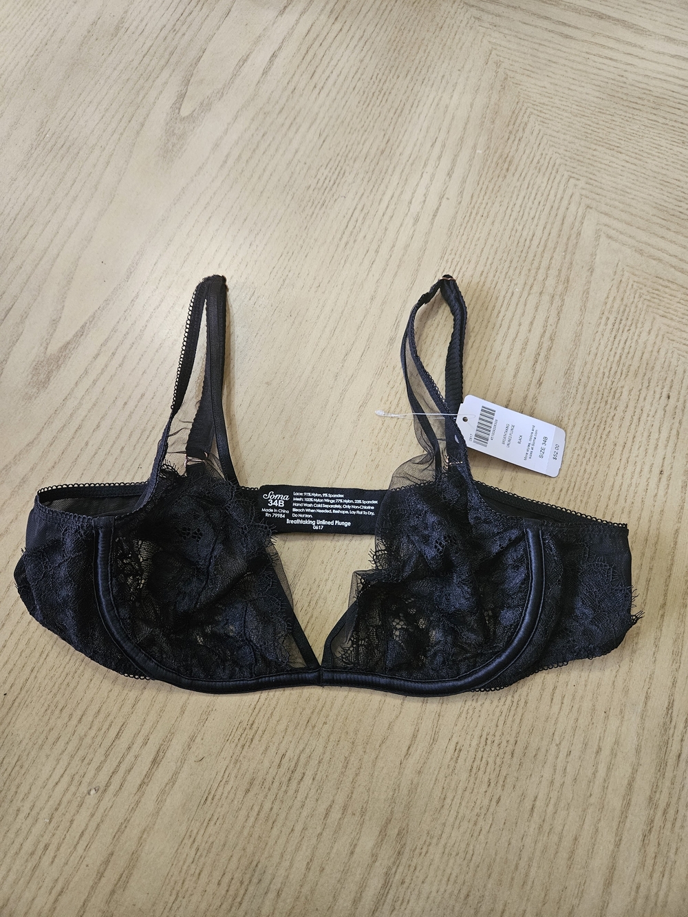 Soma Sheer Black Lace Bra